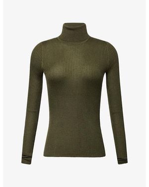 Gabriela Hearst Peppe Turtleneck Knit Cashmere Silk Top - Green