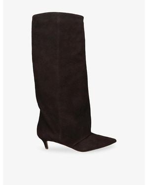 Steve Madden Luca Heeled Suede Knee-High Boots - Black
