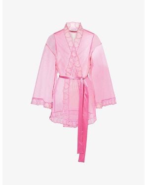 Lounge Underwear Mariana Embroidered Sheer Woven Robe - Pink