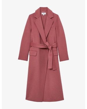Reiss Marlowe Longline Double-Breasted Wool-Blend Coat - Red