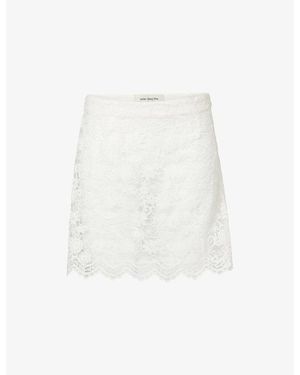 Atelier Ninety Five Lace Scallop Hem Cotton-Blend Mini Skirt - White