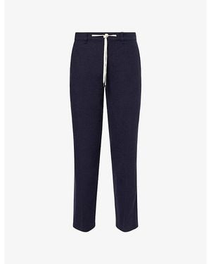 PAIGE Tiano Straight-Leg Linen-Blend Trousers - Blue