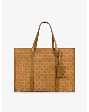 Sandro Square Cross Leather Shopping Bag - Brown