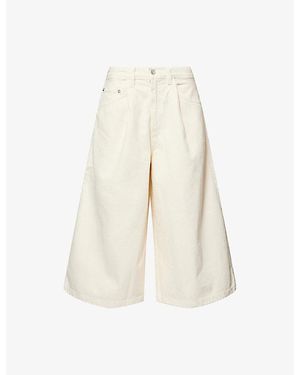 Agolde 80's Wide-Leg Gaucho Denim Shorts - Natural