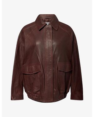 RÓHE Frames Grain Aviator Leather Jacket - Brown