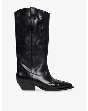 Sandro Western Knee-High Leather Boots - Black
