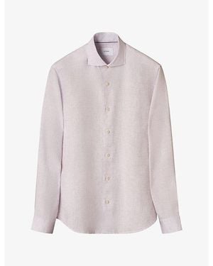 Eton Garment-Washed Casual-Fit Linen Shirt - Pink