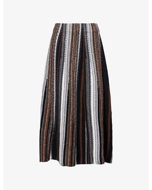 ME+EM Textured Striped Wool-Blend Maxi Skirt - Black