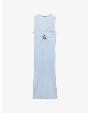 Prada Sleeveless Cotton Bouclé Mini Dress - Blue