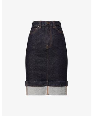 KHAITE Kendra Turn-Up Denim Skirt - Blue