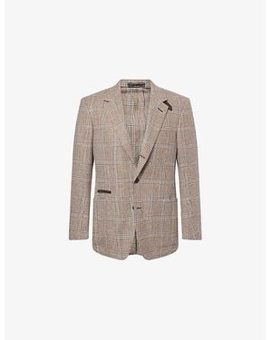 dunhill Notched-Collar Checked Wool-Cashmere Blend Jacket - Brown