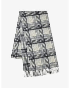 Mulberry Long Heritage Check Wool Scarf - Grey