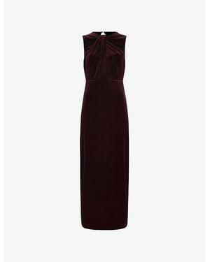 Phase Eight Ava Twist-Front Stretch-Velvet Maxi Dress - Purple
