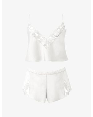 Bluebella Leonora Luxury Lace-Trim Satin Pyjamas - White