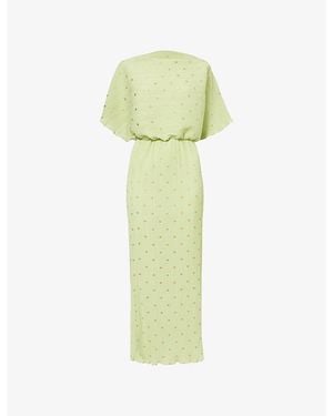 Never Fully Dressed Tilly Dot Pleated Midi Dress - Green