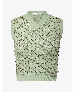 Acne Studios Kuedi Argyle Wool Knit Vest - Green
