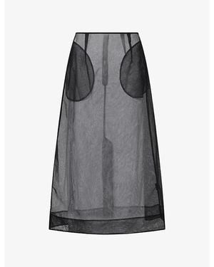 Simone Rocha Ripple Sheer Mesh Midi Skirt - Blue