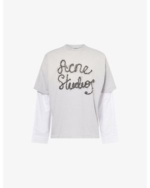 Acne Studios Layered Logo-Embellished Cotton T-Shirt - White