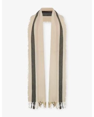 The Row Cadia Striped Cotton And Linen-Blend Scarf - Natural