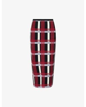 Zankov Alina Checked Stretch-Woven Maxi Skirt - Red