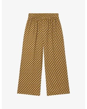 Whistles Ikat-Spot Elasticated-Waist Cropped Woven Trousers - Natural