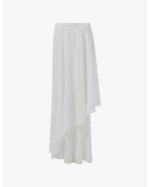 eem Asymmetric-Skirt Wide-Leg Knitted Trousers - White