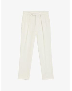 BOSS Beckham X Tailored Straight-Leg Stretch-Cotton Trousers - White