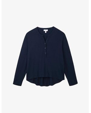 The White Company Gathered-Detail Relaxed-Fit Lyocell And Cotton Top - Blue