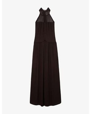 Reiss Atelier Luna Halterneck Chiffon Maxi Dress - Black