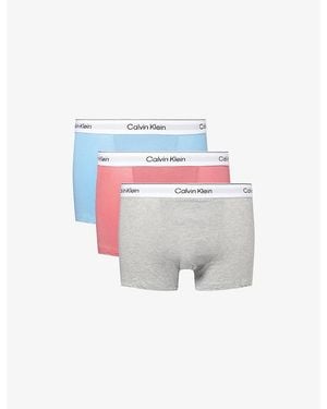 Calvin Klein Icon Logo-Waistband Pack-Of-Three Stretch-Cotton Trunks - White