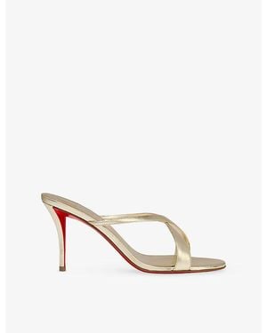 Christian Louboutin Mulazee Cross 80 Leather Heeled Sandals - Metallic