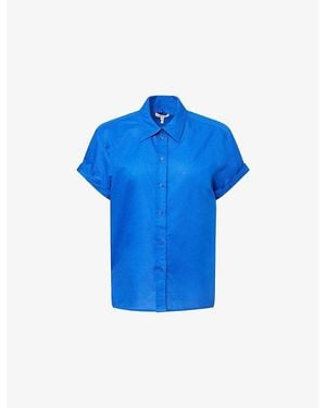 ME+EM Turn-Up Cuff Short-Sleeve Cotton Shirt - Blue
