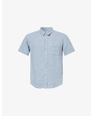 Citizens of Humanity Cairo Short-Sleeve Linen Shirt - Blue