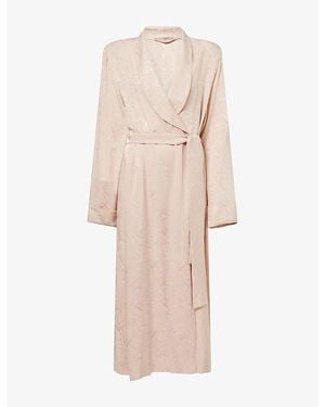 Alessandra Rich Jacquard Belted Silk Maxi Robe - Natural