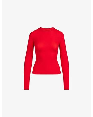 Skims Fits Everybody Long-Sleeve Jersey T-Shirt - Red