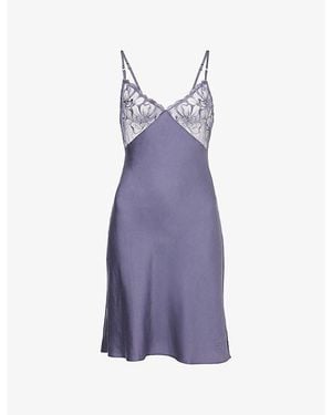 Chantelle Fleurs Satin Chemise - Purple