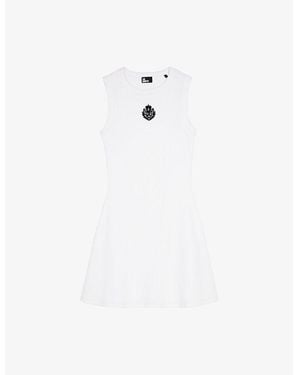 The Kooples Logo-Embroidered Sleeveless Ribbed Cotton Mini Dress - White