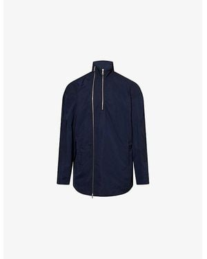 Dries Van Noten Vlair High-Neck Zip-Up Woven Jacket - Blue