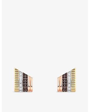 Boucheron Quatre Classique 18Ct- - - Pvd And 0.26Ct Diamond Stud Earrings - Metallic