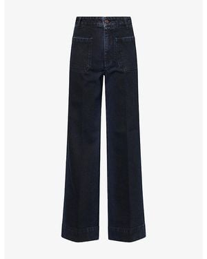 Victoria Beckham Alina Wide-Leg Cotton Denim Jeans - Blue