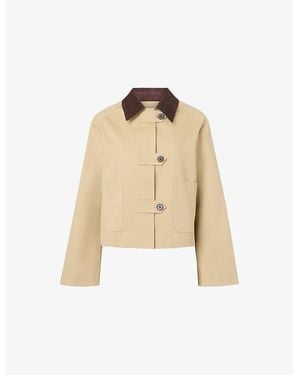 Whistles Corduroy-Collar Cropped Stretch-Cotton Jacket - Natural
