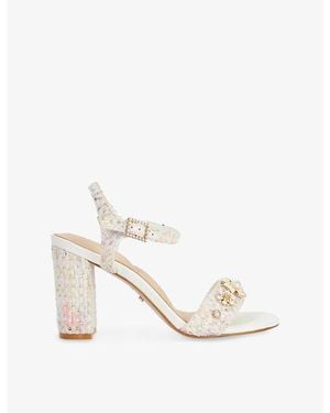 Dune Mention Woven Heeled Sandals - White