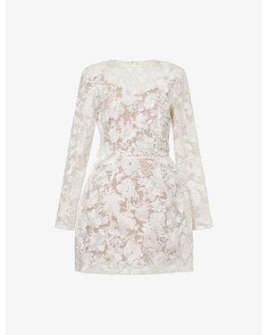 Nadine Merabi Sienna Embroidered Mesh Mini Dress - White