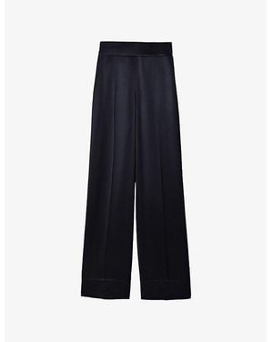 JOSEPH Dijon Wide-Leg Satin Pants - Blue