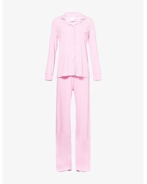THE NAP CO Ru & Rocka X Ribbed Long-Sleeve Modal-Jersey Pyjama Set - Pink