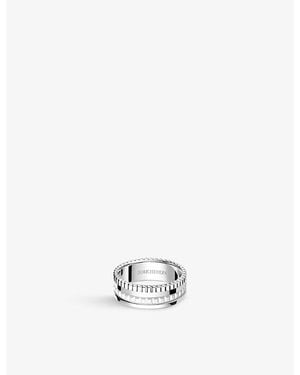 Boucheron Quatre Double White Edition Small 18ct White-gold, Hyceram And 0.26ct Round-brilliant Cut Diamond Rin