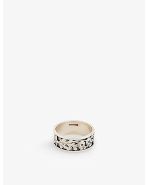 Serge Denimes Kabuto Embossed Sterling And Cubic-Zirconia Ring - White