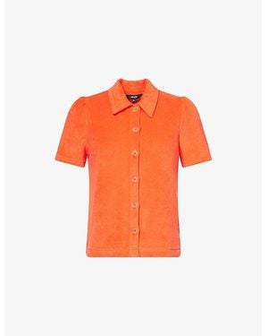 ME+EM Towelling Boxy-Fit Cotton Blend Shirt - Orange