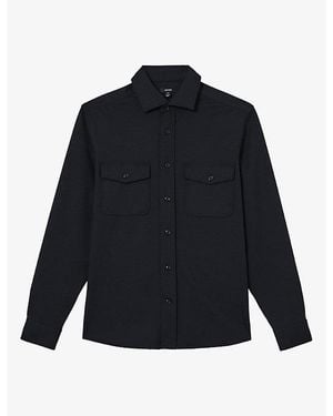 Reiss Mcshane Patch-Pocket Wool-Blend Shirt - Blue