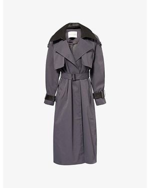 Camilla & Marc Detachable-Collar Belted Woven Trench Coat - Gray